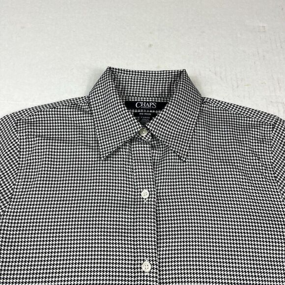 Chaps Womens No Iron Button Down Shirt Plaid Long Sleeve Collared Top PS Petites - Picture 3 of 10